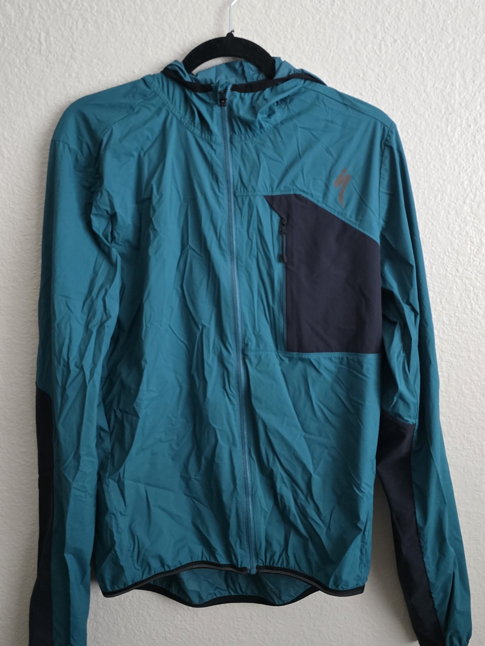 Specialized Teal Windbreaker with Black Pocket Panels